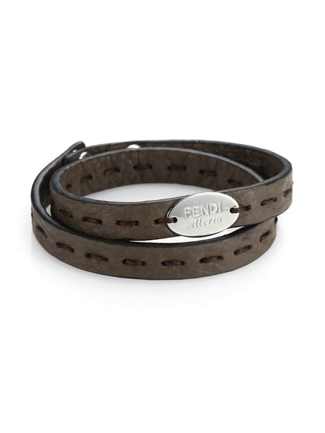 fendi leather bracelet men|fendi men's leather bracelet.